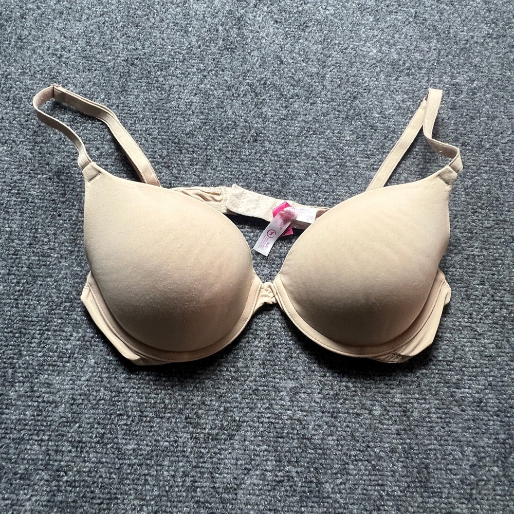 Victorias Secret PINK Wear Everywhere Push-Up Bra Nude Beige 36B Everyday Basic